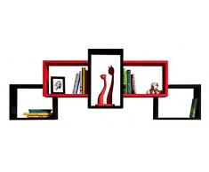 HOMIDEA Bold Mensola da Muro - Mensola Parete - Mensola Libreria - Scaffale pensile per Studio/Soggiorno in Design Moderno (Nero/Rosso)