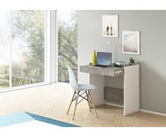 Dmora Scrivania moderna con 1 cassetto, 100% Made in Italy, Tavolo porta PC con ripiano regolabile, cm 80x40h79, colore Bianco e Cemento