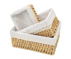 3 Pcs Cestino Portaoggetti Bagno Intrecciati, Cestini Portaoggetti Bagno Vimini, Cestino Porta Giocattoli Fasciatoio Cestino Organizer Scatole Cestini Portaoggetti Bebe per Camerette Bagno Ufficio