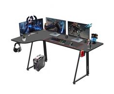 Dripex Scrivania Gaming Ergonomica, Tavolo da Computer a Forma di L, Scrivania Gaming Grande con cestino per bevande e gancio per le cuffie, Adatto per lufficio e la Casa 160 x 100 x 75 cm