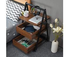 SENWEI Comodino Mobile con Ruote, tavolino da caffè Scrivania con Ripiani per la Lettura del Computer Portatile Casa Ufficio Soggiorno Camera da Letto Comodino Pigro