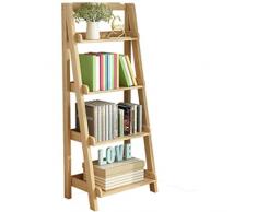 Aprire Scaffale in legno massello, Scaffale multifunzionale a forma di scala, Vetrina portaoggetti per libreria Home Office Piatto