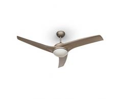 Klarstein Figo Ventilatore da Soffitto Con Lampada integrata Lampadario (3 pale, 132 x 40 cm, 55 Watt, 2 lampade da 2 x 42 Watt incluse, Telecomando) Color Titanio