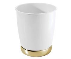 mDesign pattumiera in metallo – elegantissimo cestino spazzatura per il bagno, l’ufficio e la cameretta – bidone di 25 cm ideale per carta – colore bianco