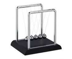 Relaxdays Pendolo di Newton, 5 Sfere in Metallo, Gioco di Fisica, Didattico, Decorazione da Ufficio e Scrivania, Argento