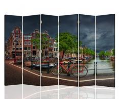 F FEEBY WALL DECOR Paravento separé Amsterdam 6 Parti unilaterale Bicicletta Verde 216x175 cm