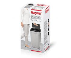 Rayen - Pattumiera da cucina con sensore di apertura automatico. Cestino ideale per usarlo nellufficio o in cucina. Pattumiera per riciclaggio. 30 L. 63,5 x 33,5 x 25 cm. Grigio/nero