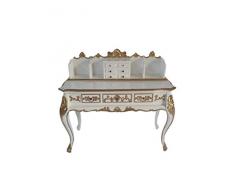 Antico Reale Louis XIV. Louises Barock - Scrivania Stile Rokoko, Larghezza 117 cm, Colore Bianco con Oro