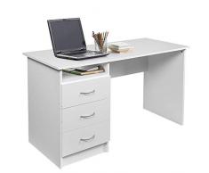 BAKAJI Scrivania con Cassettiera 3 Cassetti + Ripiano Aperto Tavolo da Lavoro Porta Pc Computer in Legno MDF Arredamento Casa Ufficio Cameretta Design Moderno Dimensione 120 x 51 x 72 cm (Bianco)