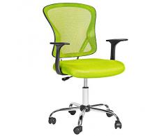 TecTake SEDIE UFFICIO POLTRONA SEDIA GIREVOLE STOFFA RETE - disponibile in diversi colori - (Verde)