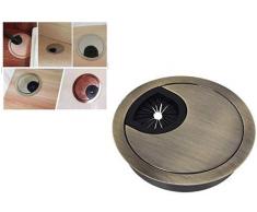 1PCS Metallo Passacavo 60MM Bronzo Finito Antico In Lega Di Zinco Scrivania Passacavo Cavo Cavo Foro Copertura per Casa e Ufficio… (Bronzo)