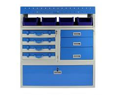 Metallo Van Rack System / Blu Steel serratura Van Scaffalature Scaffale / 7 scomparti e 7 cassetti