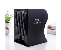 CS Coddi - Portalibri retrattile, regolabile, in metallo, per libri, per bambini, studenti, casa, ufficio, scuola, libreria, libri, colore: nero