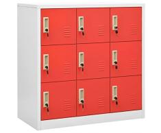 Festnight Armadio in Metallo, Armadietto Ufficio, Armadietti Spogliatoio Metallici, Armadietto a Chiave in Acciaio Grigio Chiaro e Rosso 90x45x92,5 cm