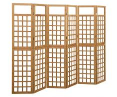 Leepesx Divisorio a 6 Pannelli in Legno Massello di Abete 242,5x180 cm,Pannelli Divisori per Interni,Divisorio per Ambienti,Paravento da Interno
