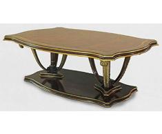 Casa Padrino tavolo soggiorno barocco di lusso marrone/oro 130 x 90 x A. 44 cm - Tavolo da salotto in mogano con piume decorative intagliate a mano - Mobili da soggiorno in stile barocco nobile