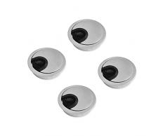 LIKERAINY Passacavo per Scrivania Rotondo Ø50mm Pressacavo Tappo Passacavi per Tavolo da Ufficio Mobili per la Casa CAVO in Argento Metallo Spazzolato 4 Pezzi
