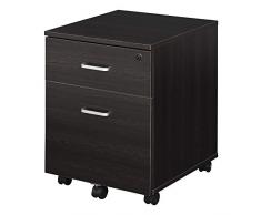 Vinsetto Schedario da Ufficio Cassettiera per Scrivania in Legno, 2 Cassetti, Serratura con 2 Chiavi, Nero, 40x45x55.6cm