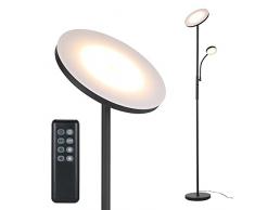 Tomshine Lampada da Terra Torchiere a Doppia Luce con Telecomando 30W+7W, Dimmer Continuo, 4 Temperature di Colore, per Soggiorno, Camera da Letto, Ufficio, Studio