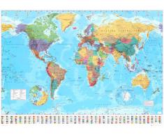 Poster gigante 'Carta geografica mondiale', Dimensione: 140 x 99 cm