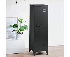 Grande armadio in metallo a doppio rivestimento con 3 ante in metallo, mobile da ufficio o guardaroba con due ripiani, basso, misure: 120 x 40 x 58 cm