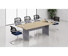 Fumu Tavolo riunione Ufficio Rettangolare Legno pannellato L.240 TR014 Net (LARICE/Argento LAA0040 - (899), 240)