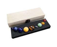 Sfera di Cristallo Sistema Solare 8 Pianeti Handmade Natural Gemstone Balls con Supporto in Legno Stand Regalo Scrivania Ornamenti Guarigione Sfera di Sfera di Cristallo (Color : B)