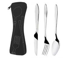 Set di Posate da Campeggio,Borsa per Posate,Camping Posate,Acciaio Inox Posate,Posate Da Campeggio,Inossidabile Posate Portatili per Feste Viaggi Picnic Ufficio Scuola Campeggio Casa Pranzo