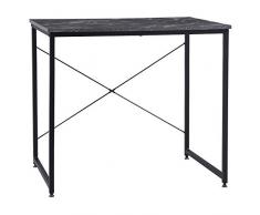 eSituro Scrivania per Ufficio, Scrivania per PC Computer in Legno e Metallo, Scrivania per Studio, Soggiorno, Cameretta, Stile Industriale Vintage, 80x60x70cm, Marmo Nero/Nero, SCD0157