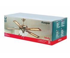 Kooper 2172386 Ventilatore a soffitto con 5 Pale e 3 lampade, Marrone, 65 W, Other