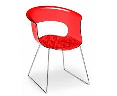Scab Design Poltrona a slitta Miss B antishock in policarbonato Made in Italy - Set da 2 - Rosso trasparente