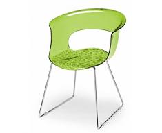 Scab Design Poltrona a slitta Miss B antishock in policarbonato Made in Italy - Set da 2 - Verde cedro trasparente