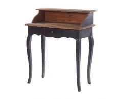 DESIGN DELIGHTS Secretaire Napoleon in Legno Massiccio Riciclato, Stile coloniale Vintage, 80 x 92 cm x 40 (L x A x P), scrittoio in Stile Shabby | Colore: 04 Vintage Nero