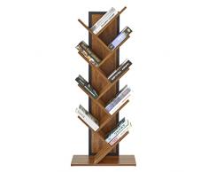 Meerveil Libreria ad Albero, Scaffale Autoportante in Legno a 9 Ripiani da Terra, Scaffale Porta Libri e Riviste Scaffale Portaoggetti, La Decorazione di Soggiorno e Ufficio, 50 x 22 x 125 cm, Marrone