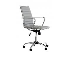 Cribel Pandora Poltrona Dirigenziale, Metallo Cromato, Ecopelle, Grigio