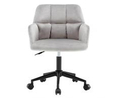 chairus Sedia da Scrivania in Velluto Poltrona Ufficio Girevole a 360° Sedia Imbottita Lavoro Regolabile in Altezza Poltroncina Salotto (Grigio (Rotelle))