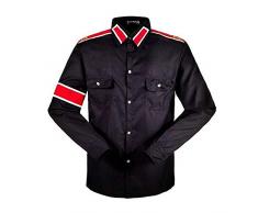 Shirt Uomo Camicia Bambino MJ Cosplay Professionale Michael Jackson Costume Camicia Stile CTE per ventilatori MJ Bianco Nero Colori Rosso Shirt (XS, Nero)