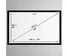 Duronic APS80 /169 Schermo di proiezione 80" formato 16:9/163 x 122 cm telo proiettore telo da proiezione portatile installazione con strap velcro Full HD 3D 4K - Home cinema home theater ufficio