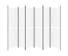 Tidyard Paravento a 6 Pannelli,Divisorio Pieghevole,in Tessuto Bianco e Acciaio,300x200 cm,Separè per interni,Paravento Separé,Divisorio Interno,Separe divisorio interno