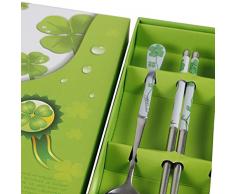 TININNA Le posate acciaio inox coltelleria portatile - Forchetta, Cucchiaio, bacchette con Carry Case - Casella di pranzo per l'ufficio - Pranzo Set di posate - Grande regalo(verde)