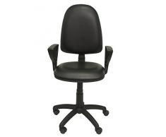 PIQUERAS Y CRESPO Modello 04CP - Sedia da ufficio ergonomica con meccanismo di contatto permanente e regolabile in altezza - Sedile e schienale imbottiti in tessuto similpelle colore nero (BRACCIOLI FISSI INCLUSI)