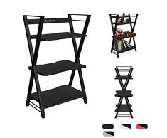 huzaro Iron 3 0 libreria scaffale autoportante 84 x 50 x 30 cm gameroom office gaming Struttura in metallo a X 3 livelli di scaffale piedini regolabili portata fino a 90 kg, Nero
