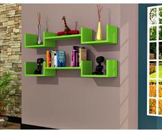 LIFE Mensola da muro - Verde - Mensola Parete - Mensola Libreria - Scaffale pensile per studio / soggiorno in Design moderno