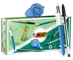 BIC Set Cancelleria Ufficio, 3 Penne a Sfera, 2 Matite, 1 Pennarello Indelebile, 2 Correttori a Nastro, 1 Colla Stick, Confezione da 9 Unità