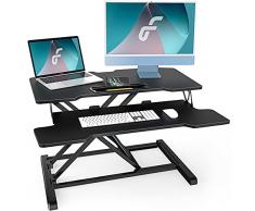 Fenge Standing Desk Scrivania Regolabile In Altezza 32/80cm Convertitore Scrivania In Piedi con Vassoio per Tastiera (Nero) SD315001WB