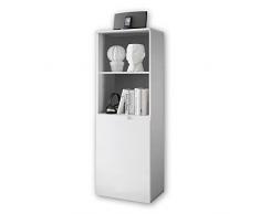 Stella Trading Spice Armadio uffcino in Bianco Lucido-scaffale con 2 Scomparti Aperti-Set Completo di mobili per Ufficio Moderni, 50 x 145 x 35 cm