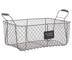 Crate Grigio Filo Basket archiviazione metallo vintage francese Agriturismo di stile di stoccaggio di verdure
