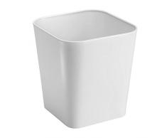 mDesign Cestino rifiuti per bagno - Cestino da design quadrato e in acciaio per bagno, cucino o ufficio - Bidone spazzatura moderno in acciaio - bianco