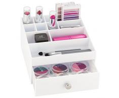 InterDesign Drawers Cassettiera Per Scrivania O Bagno, Portatrucchi Con 11 Scomparti E Un Cassetto, Portaoggetti Per Bagno, Ufficio, Scrivania, Plastica Bianco