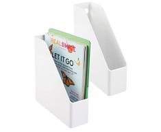 mDesign Organizzatore documenti in bianco set da 2 – raccoglitori ufficio in plastica – organizer scrivania per documenti, giornali, riviste, note, ecc. – comodo & di qualità